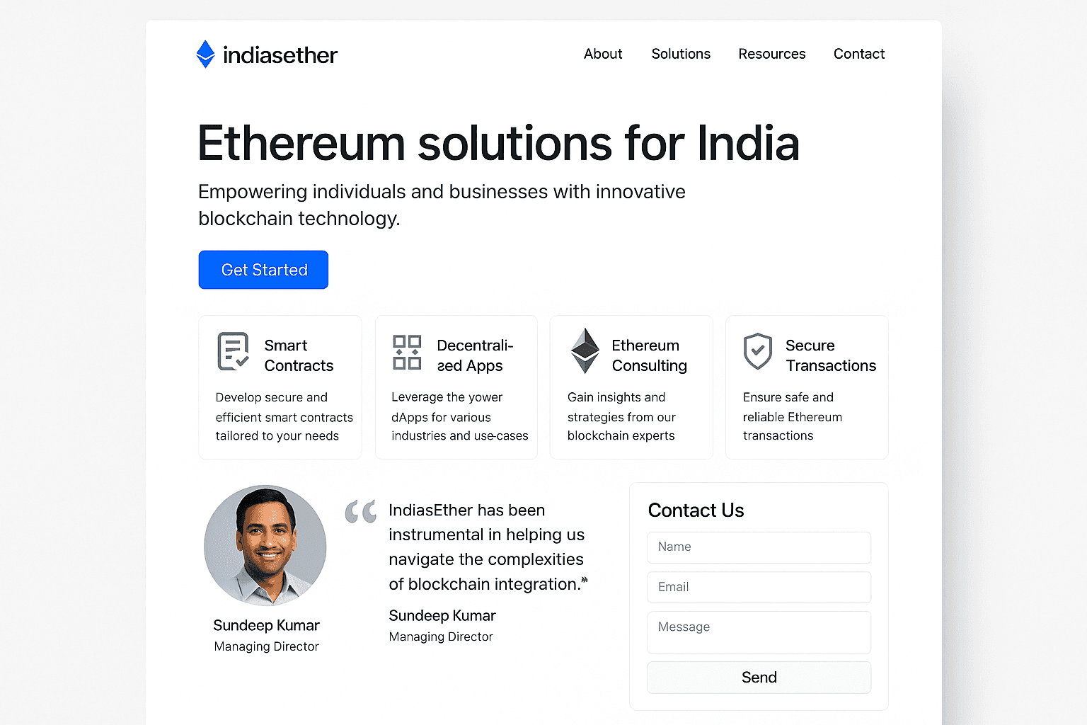 indiasether.com website mockup